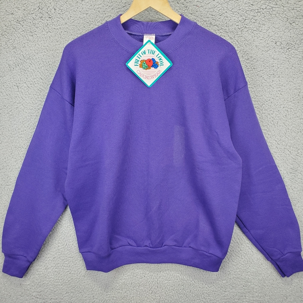 Vintage Fruit of the Loom Blank Sweatshirt Purple Made in USA Women’s Large NWT
